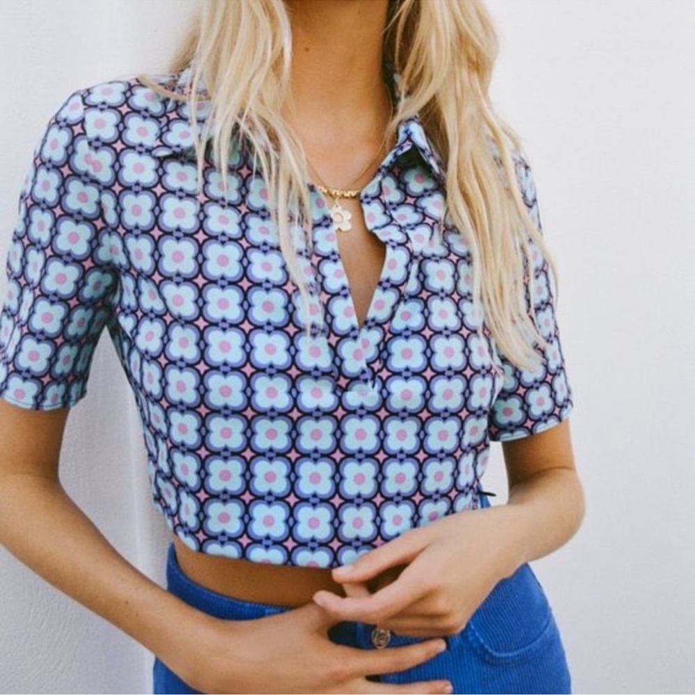 Zara geometric print crop top size medium